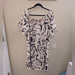 SHEIN Black and Cream Abstract Mini Dress 4xl